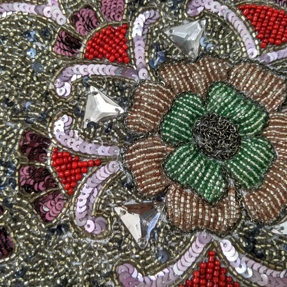 FLORAL Beaded Gemstone Clutch Pouch Bag
